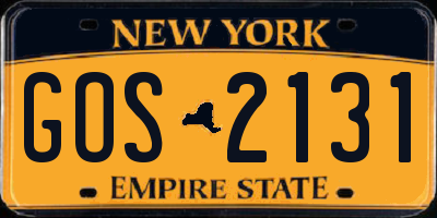 NY license plate GOS2131