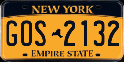 NY license plate GOS2132