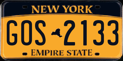 NY license plate GOS2133
