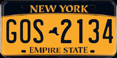 NY license plate GOS2134