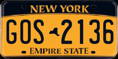 NY license plate GOS2136