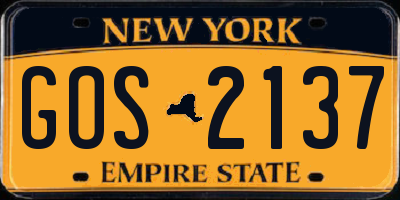 NY license plate GOS2137