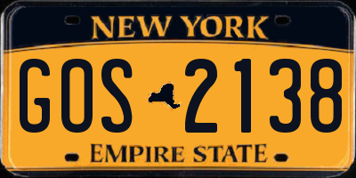 NY license plate GOS2138