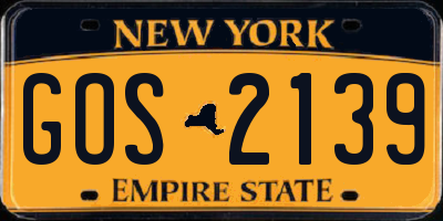 NY license plate GOS2139