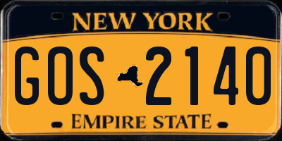 NY license plate GOS2140
