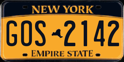 NY license plate GOS2142