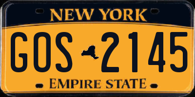 NY license plate GOS2145