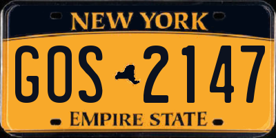 NY license plate GOS2147