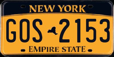 NY license plate GOS2153
