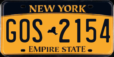 NY license plate GOS2154