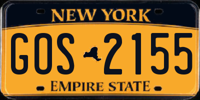 NY license plate GOS2155