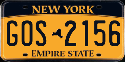 NY license plate GOS2156