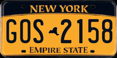 NY license plate GOS2158