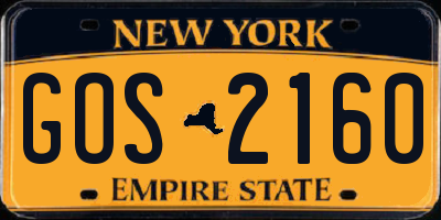 NY license plate GOS2160