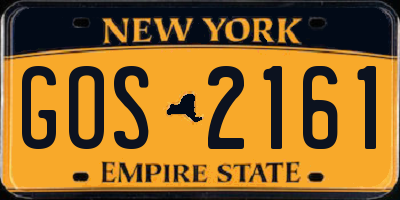 NY license plate GOS2161