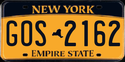 NY license plate GOS2162