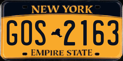 NY license plate GOS2163