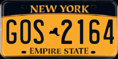NY license plate GOS2164