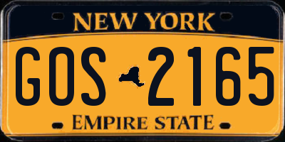 NY license plate GOS2165