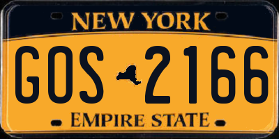 NY license plate GOS2166