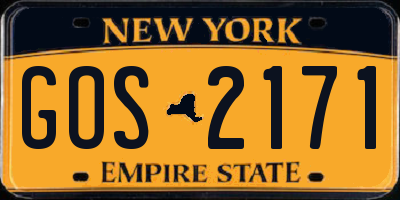 NY license plate GOS2171