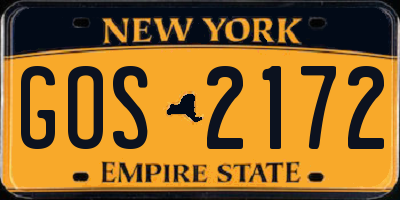 NY license plate GOS2172