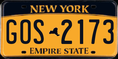 NY license plate GOS2173