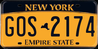 NY license plate GOS2174