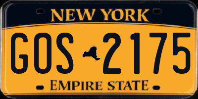 NY license plate GOS2175