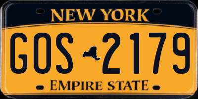 NY license plate GOS2179