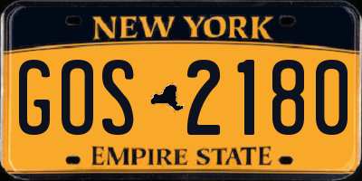 NY license plate GOS2180