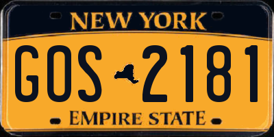 NY license plate GOS2181