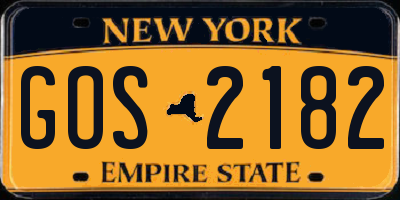 NY license plate GOS2182
