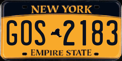NY license plate GOS2183