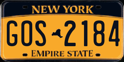 NY license plate GOS2184