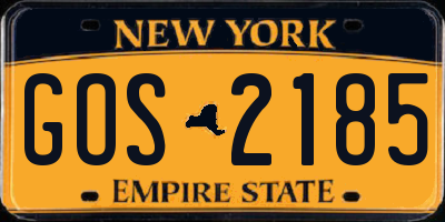 NY license plate GOS2185