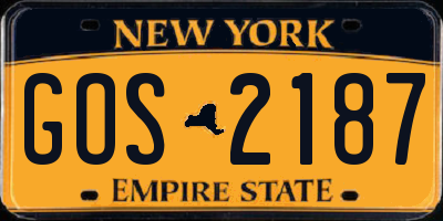 NY license plate GOS2187