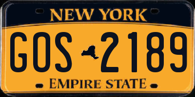 NY license plate GOS2189