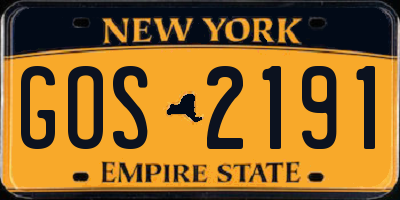 NY license plate GOS2191