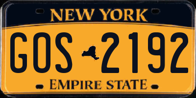 NY license plate GOS2192
