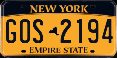 NY license plate GOS2194