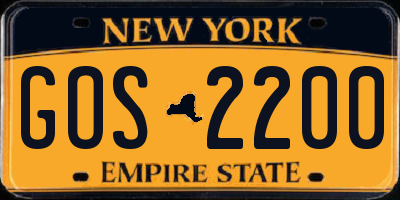 NY license plate GOS2200