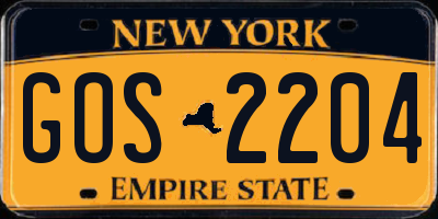 NY license plate GOS2204