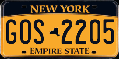 NY license plate GOS2205