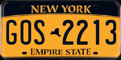 NY license plate GOS2213