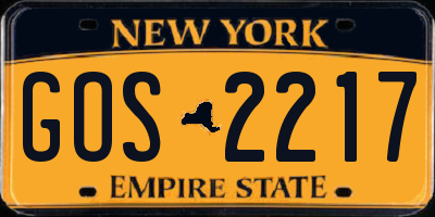 NY license plate GOS2217