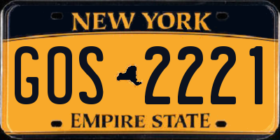 NY license plate GOS2221