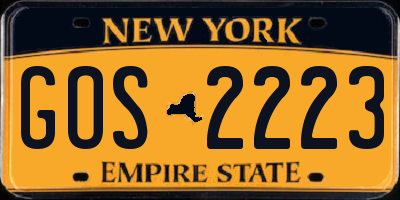 NY license plate GOS2223