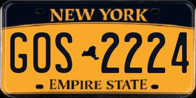 NY license plate GOS2224