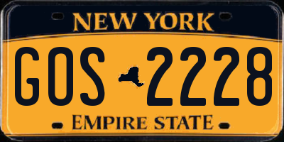 NY license plate GOS2228